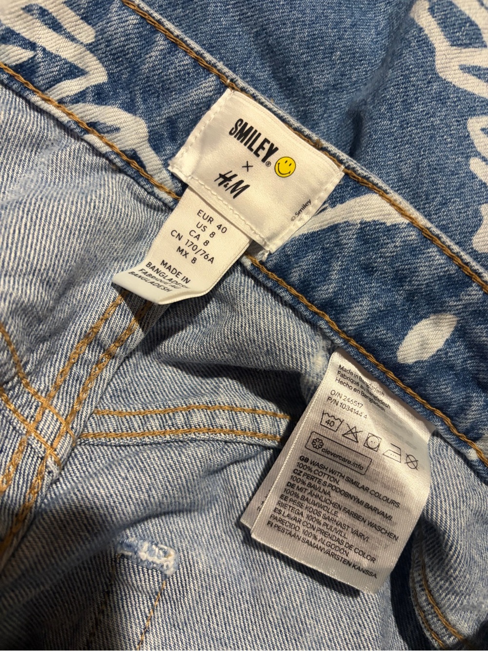 Smiley x H&M High-Rise Blue Wide-Leg Jeans - Picture 4 of 5